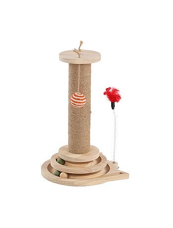 Jouet a griffer pour chat zack plumes et circuit a balle