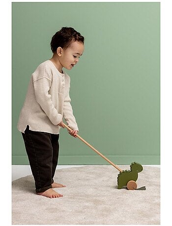 Jouet à pousser en bois Mr Dino effet bois FSC®