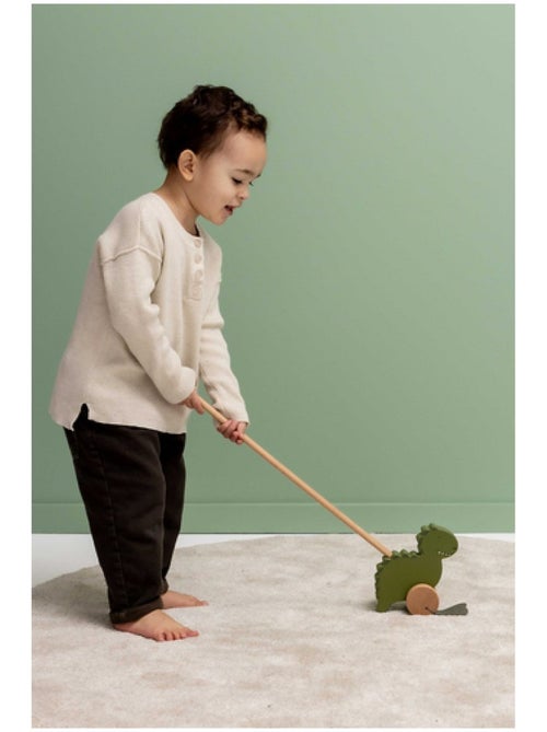Jouet à pousser en bois Mr Dino effet bois FSC® - Kiabi