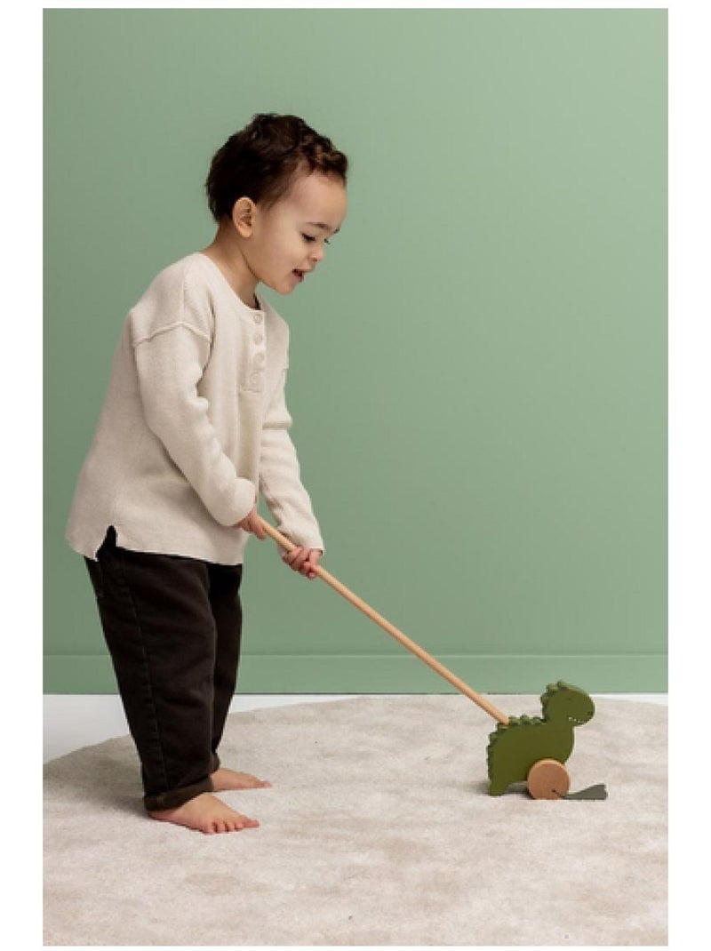 Jouet à pousser en bois Mr Dino effet bois FSC® Vert - Kiabi