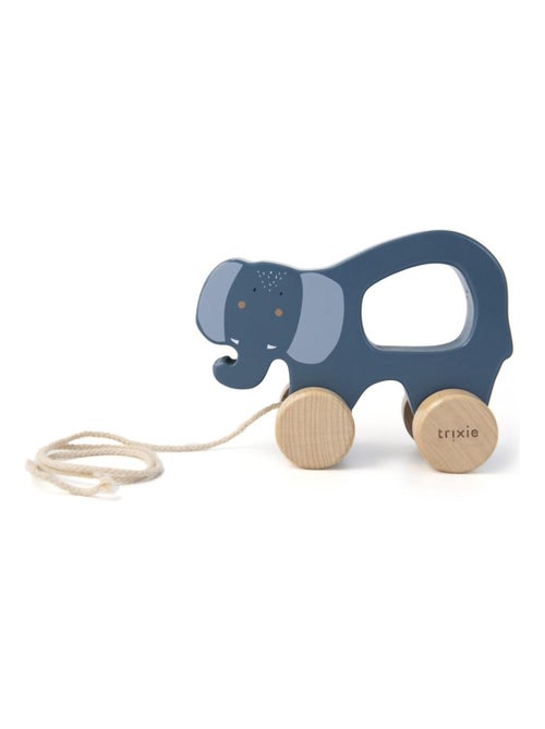 Jouet à tirer en bois Mrs Elephant effet bois FSC® - coton - Kiabi