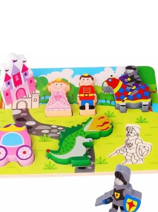 Jouet bébé - Chunky puzzle en bois, Princesse et Chevalier Tooky Toy