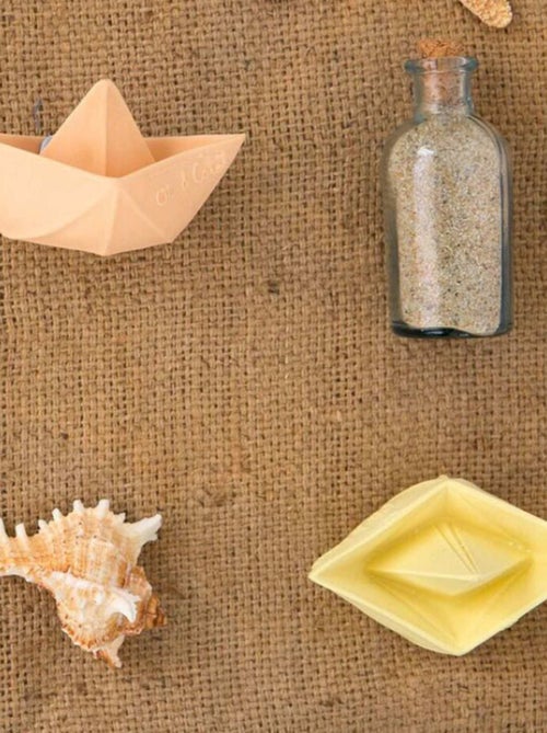 Jouet de bain bateau origami latex d'hévéa vanille - Kiabi