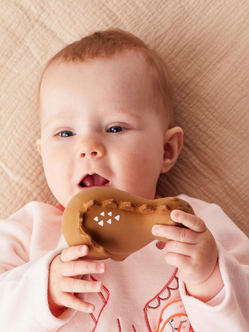 Jouet de bain dinosaure avec hochet en caoutchouc naturel, ocre - Noukie's - Jaune - Kiabi - 7.98�?�