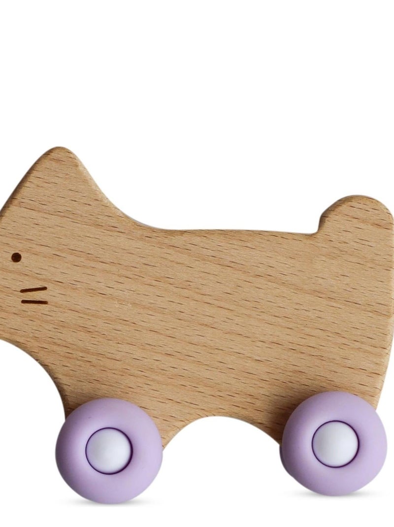Jouet de dentition à roulettes - bois et silicone Violet - Kiabi