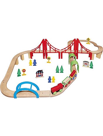 Jouet d'éveil - Circuit De Train en bois 60 Pièces