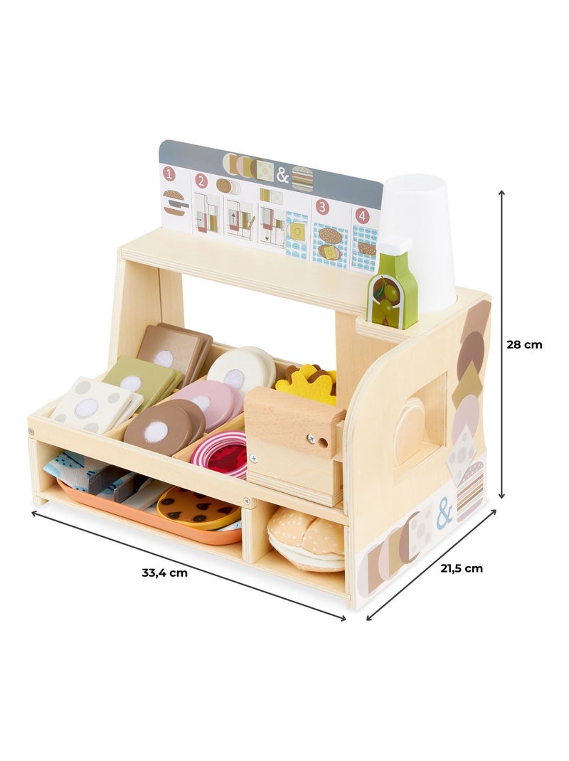 Jouet D'imitation Bar à Sandwich Bois- Marchande Restaurant, Dinette Accessoires de Cuisine N/A - Kiabi