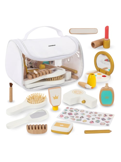 Jouet D'imitation Maquillage Enfant, Jeux de Rôle, Bois, Trousse De Toilette avec 15 Accessoires - Kiabi