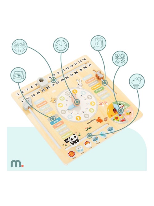 Jouet Éducatif Bois, Calendrier Anglais, L'enfant apprend mois, jours, semaines, saisons - Kiabi