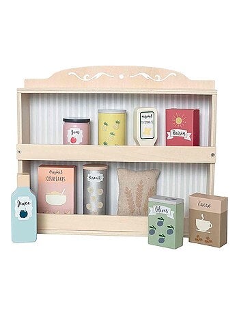 Jouet en bois - Etagère avec épicerie JaBaDaBaDo