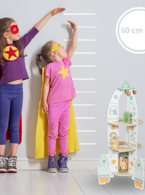 Jouet Enfant Fusée Spatiale en bois avec Ascenseur et Accessoires à construire- Garage enfant +3ans - Kiabi