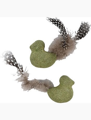 Jouet oiseau katti en cataire avec plumes pour chat