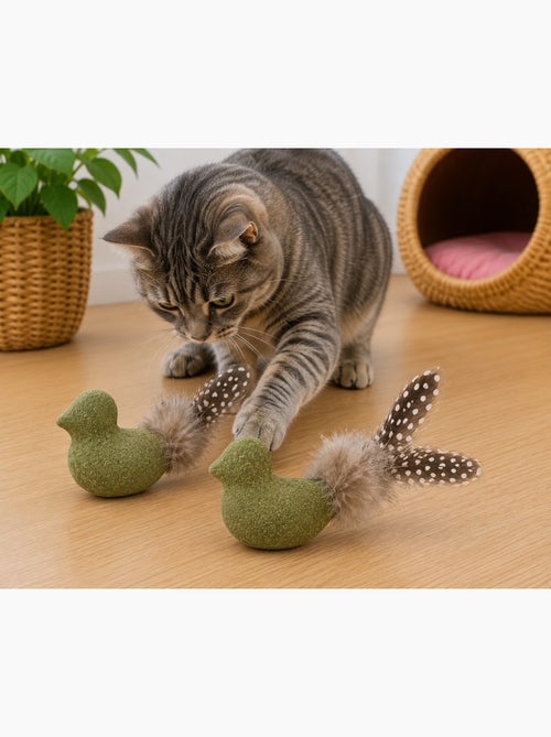 Jouet oiseau Katti en cataire avec plumes pour chat - Kiabi