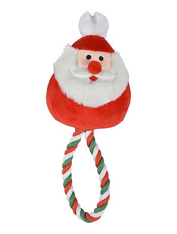 Jouet peluche Pere Noel et corde pour chien