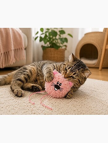 Jouet pour chat gripi peluche douce pour jeu et câlins rose