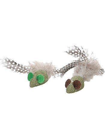Jouet souris katti en cataire avec plumes pour chat