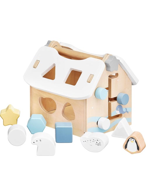 Jouet trieur de formes maison en bois 8 pièces éducatif bébé - Kiabi Jouet trieur de formes maison en bois 8 pièces éducatif bébé - Kiabi