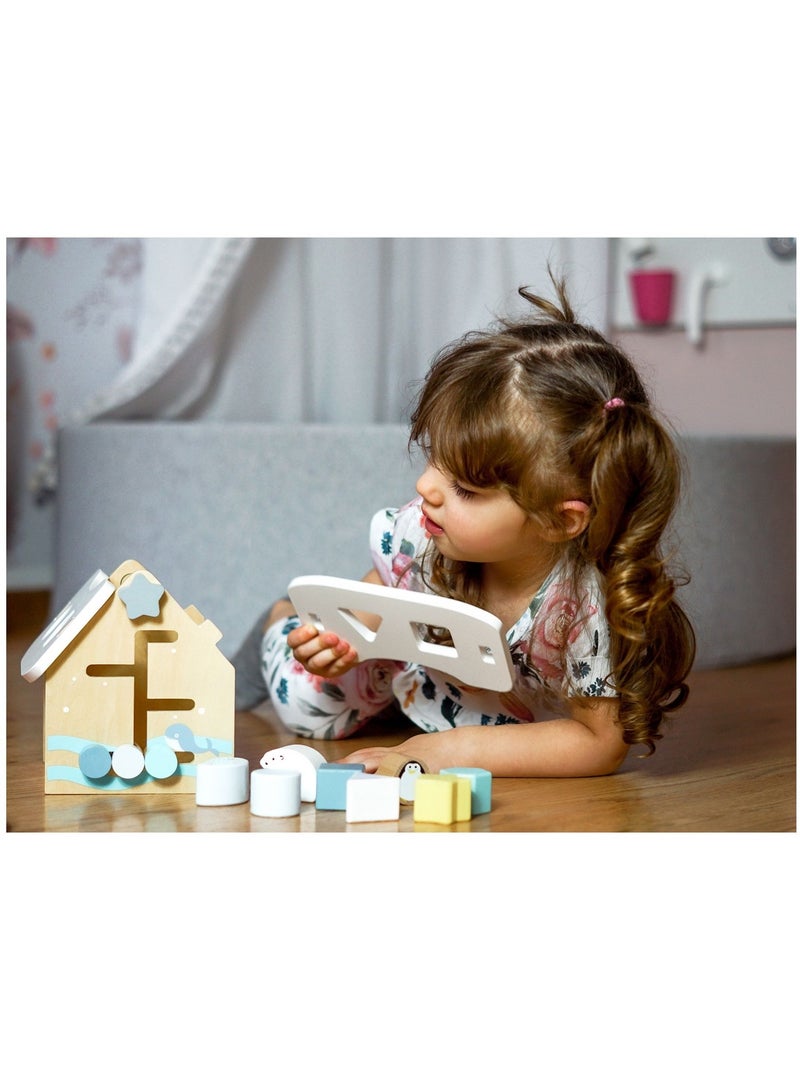 Jouet trieur de formes maison en bois 8 pièces éducatif bébé N/A - Kiabi