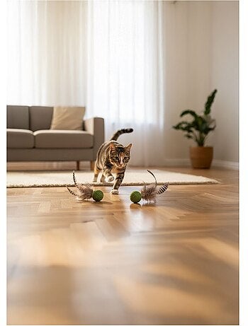 Jouets pour chat katti balle de cataire avec plumes