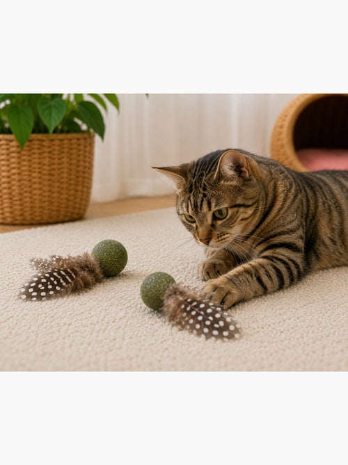Jouets pour chat Katti balle de cataire avec plumes - Kiabi Jouets pour chat Katti balle de cataire avec plumes - Kiabi