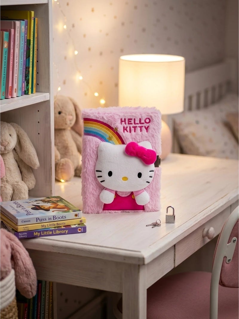 Journal intime peluche 3d a5 avec cadenas hello kitty sanrio Blanc - Kiabi
