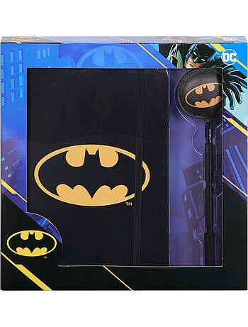 Journal + stylo fashion - dc comics batman batsignal - noir - taille unique