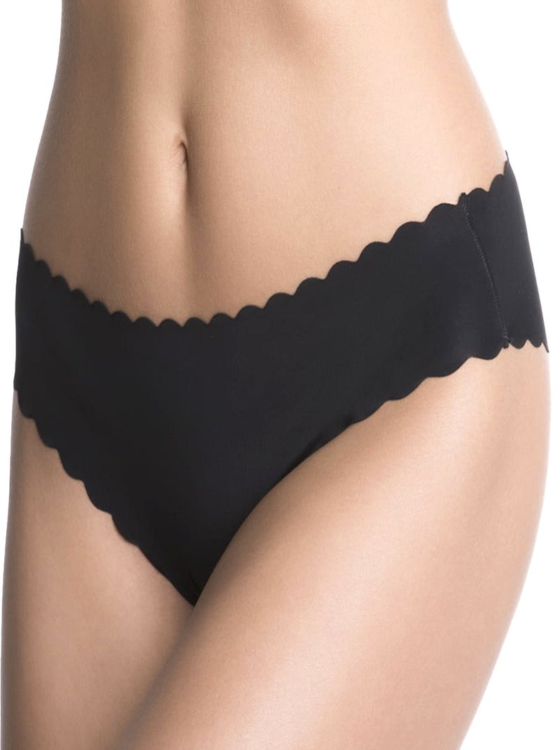 Julimex - Culotte sans coutures bord ondulés Shellie Noir - Kiabi