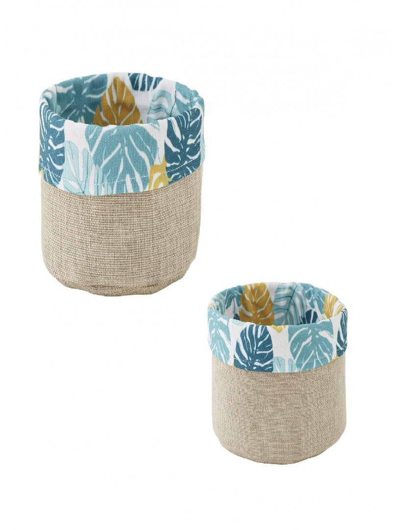 Lot De 2 Paniers Pliables Plastique 30x20x16 Cm – Anse Intégrée – Rangement Maison, Camping, Salle De Bain Bleu & Blanc