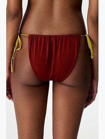 Junia bas de bikini taille mi-haute à fil brillant sur le côté penti