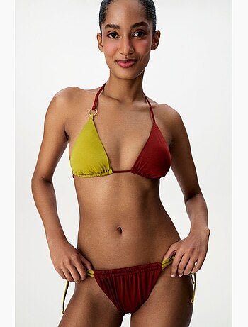 Junia bas de bikini taille mi-haute à fil brillant sur le côté penti