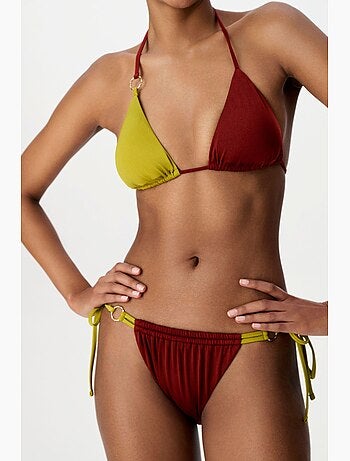 Junia bas de bikini taille mi-haute à fil brillant sur le côté penti