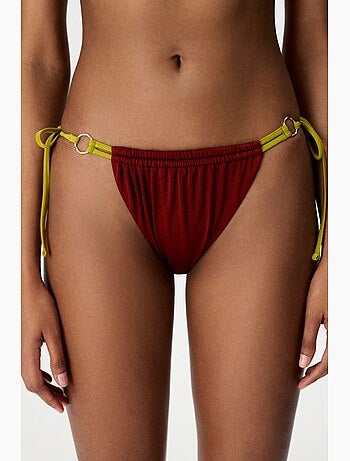 Junia bas de bikini taille mi-haute à fil brillant sur le côté penti