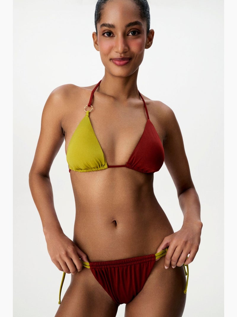 Junia bas de bikini taille mi-haute à fil brillant sur le côté penti Terracotta - Kiabi