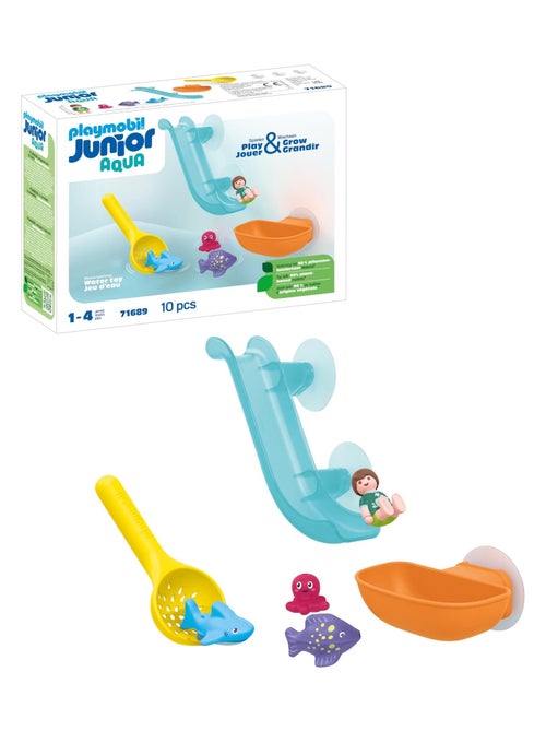 Junior Aqua 71689  : Grand Toboggan Aquatique et Animaux Marins : 1 bébé Requin, Poissons, Pieuvre - Kiabi