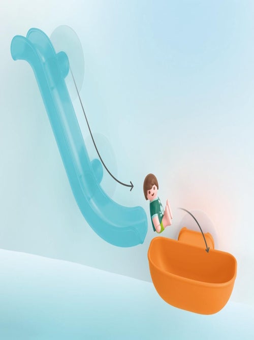 Junior Aqua 71689  : Grand Toboggan Aquatique et Animaux Marins : 1 bébé Requin, Poissons, Pieuvre - Kiabi