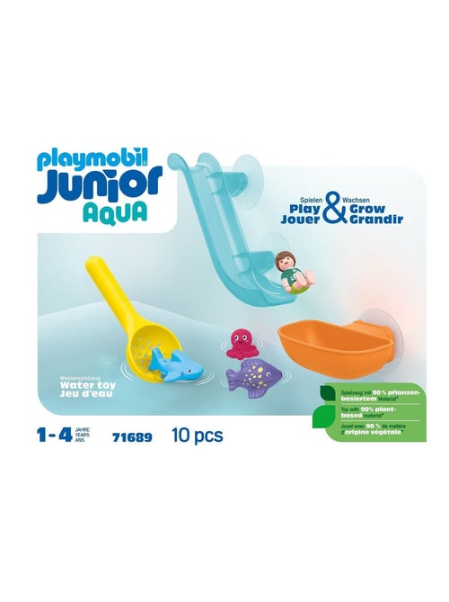 Junior Aqua 71689  : Grand Toboggan Aquatique et Animaux Marins : 1 bébé Requin, Poissons, Pieuvre - Kiabi