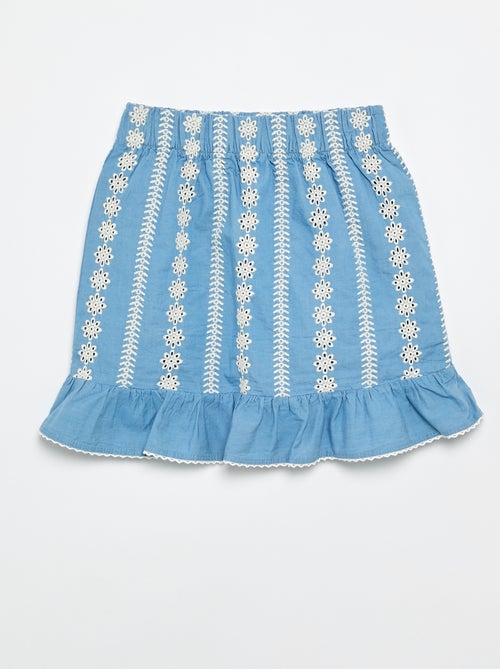 Jupe à broderies coupe genoux - Kiabi