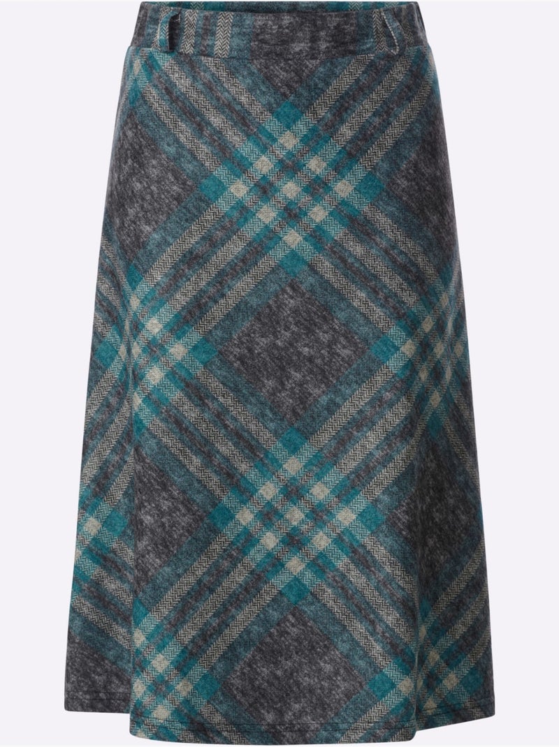Jupe à Carreaux Jacquard - Taille Courte - Witt Bleu Noir - Kiabi