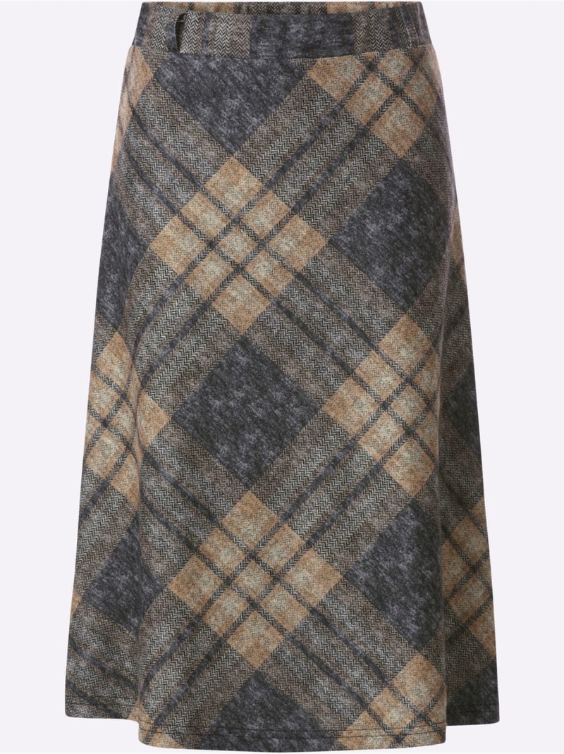 Jupe à Carreaux Jacquard - Taille Courte - Witt Noir Ecru - Kiabi