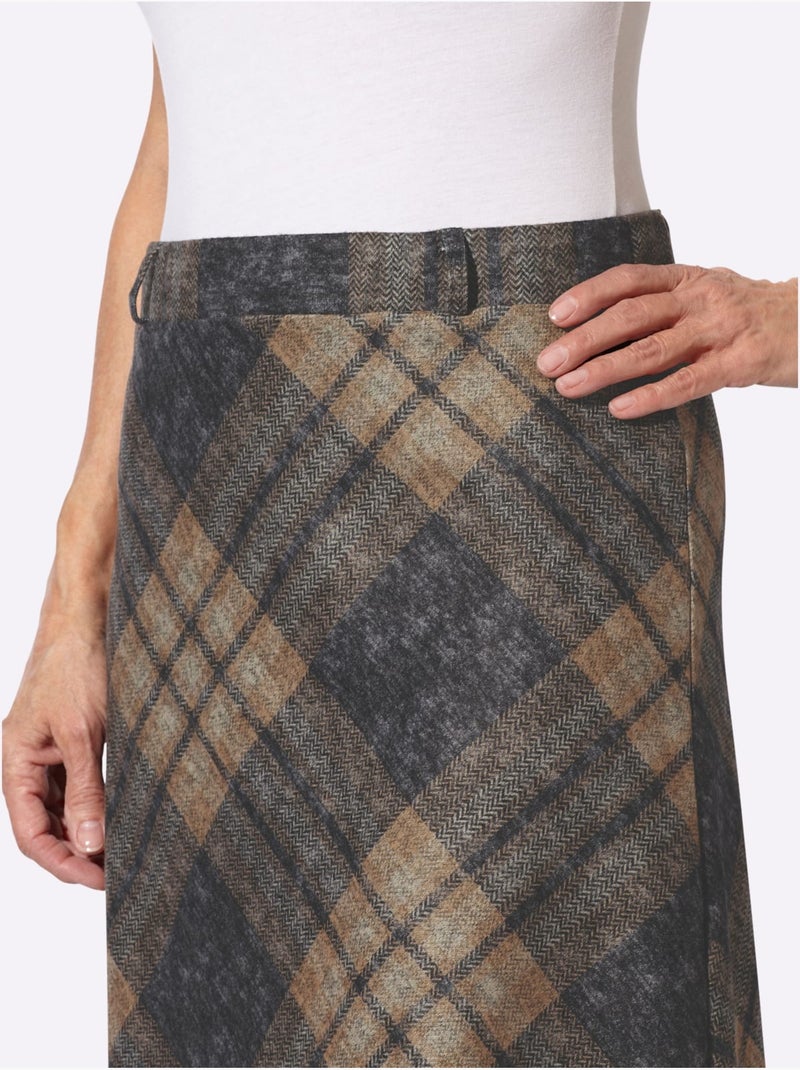 Jupe à Carreaux Jacquard - Taille Courte - Witt Noir Ecru - Kiabi