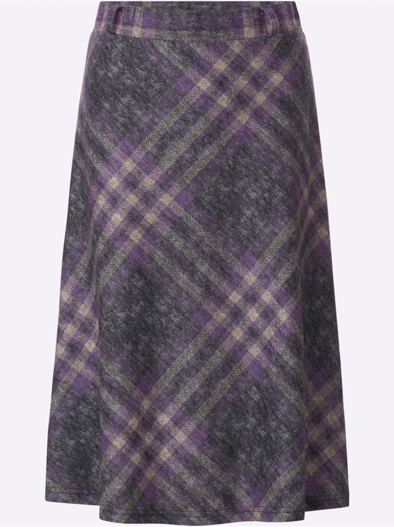 Jupe à Carreaux Jacquard - Taille Courte - Witt Noir Violet - Kiabi