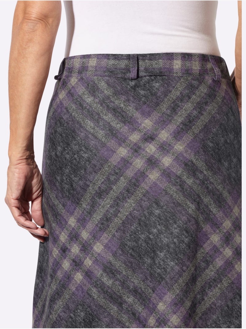 Jupe à Carreaux Jacquard - Taille Courte - Witt Noir Violet - Kiabi