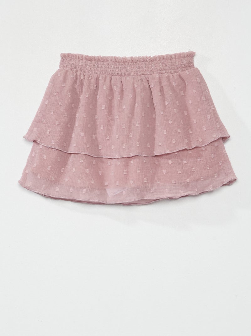 Jupe à étages avec taille smockée Violet - Kiabi