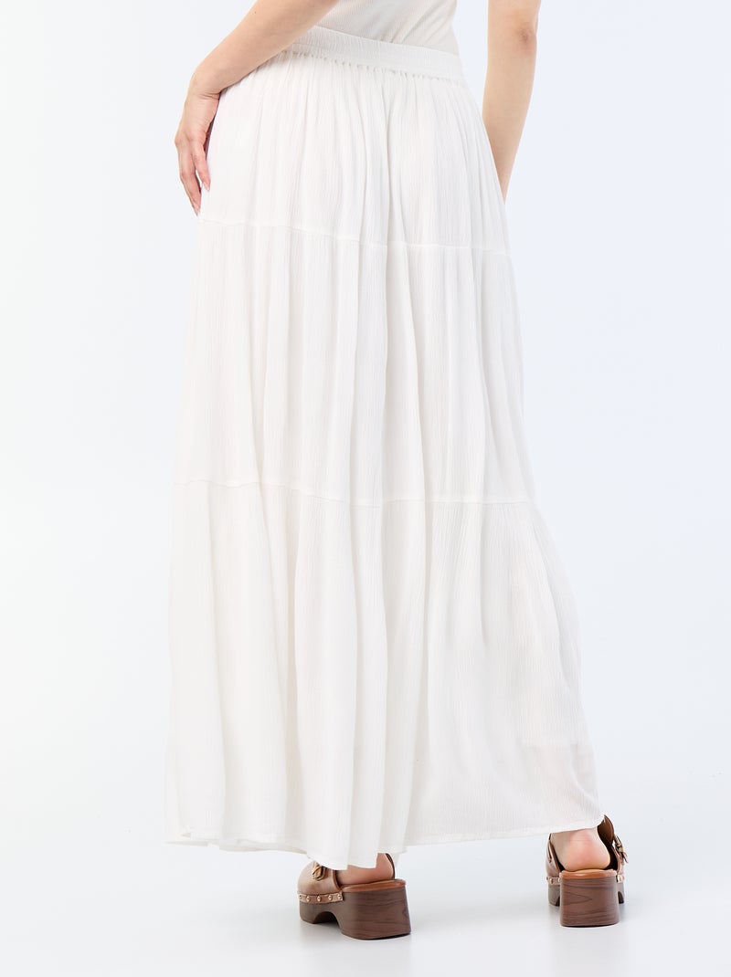 Jupe à étages unie Blanc - Kiabi
