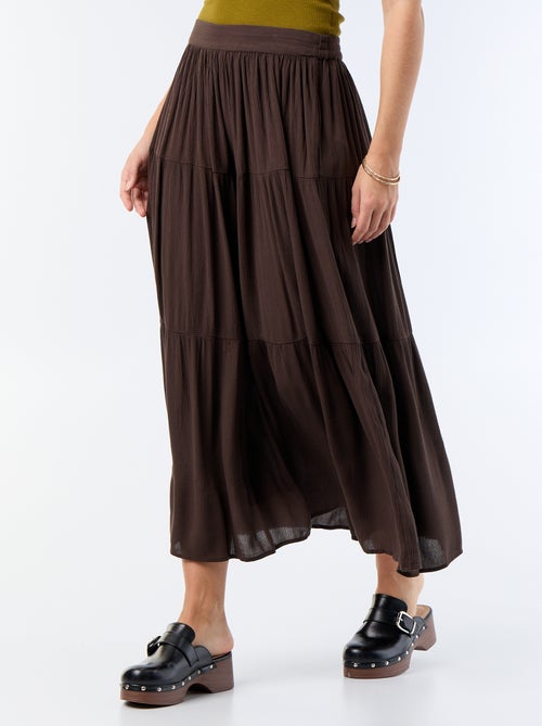 Jupe à étages unie - Kiabi