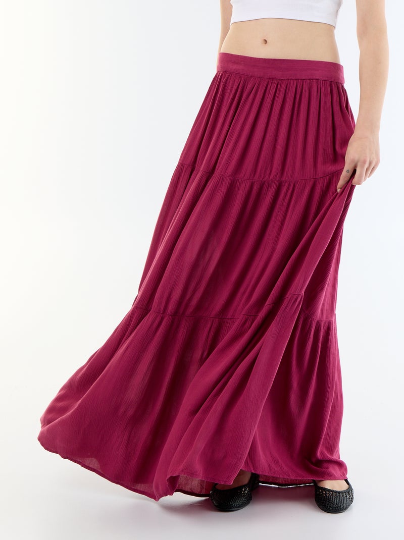 Jupe à étages unie Violet - Kiabi
