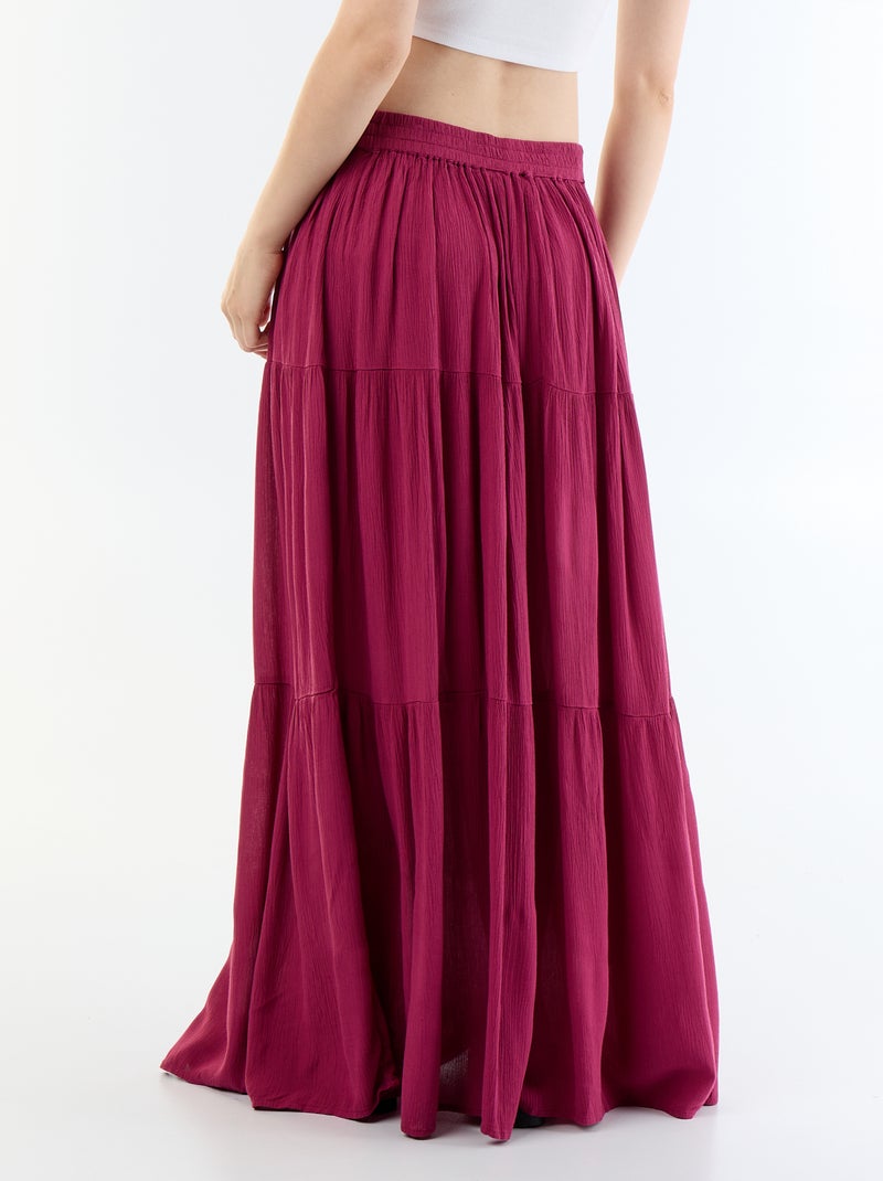 Jupe à étages unie Violet - Kiabi