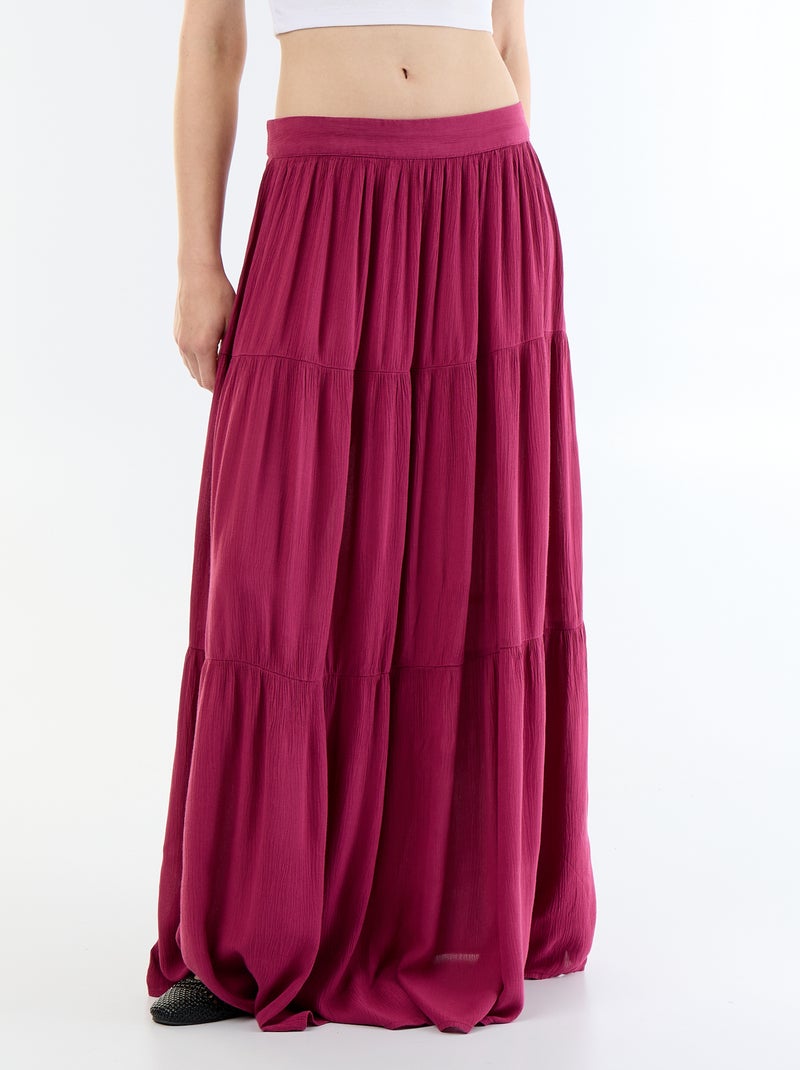 Jupe à étages unie Violet - Kiabi