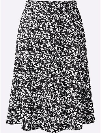 Jupe à imprimé floral avec ceinture élastique confortable - Taille courte - Witt