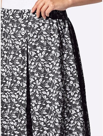 Jupe à imprimé floral avec ceinture élastique confortable - Taille courte - Witt